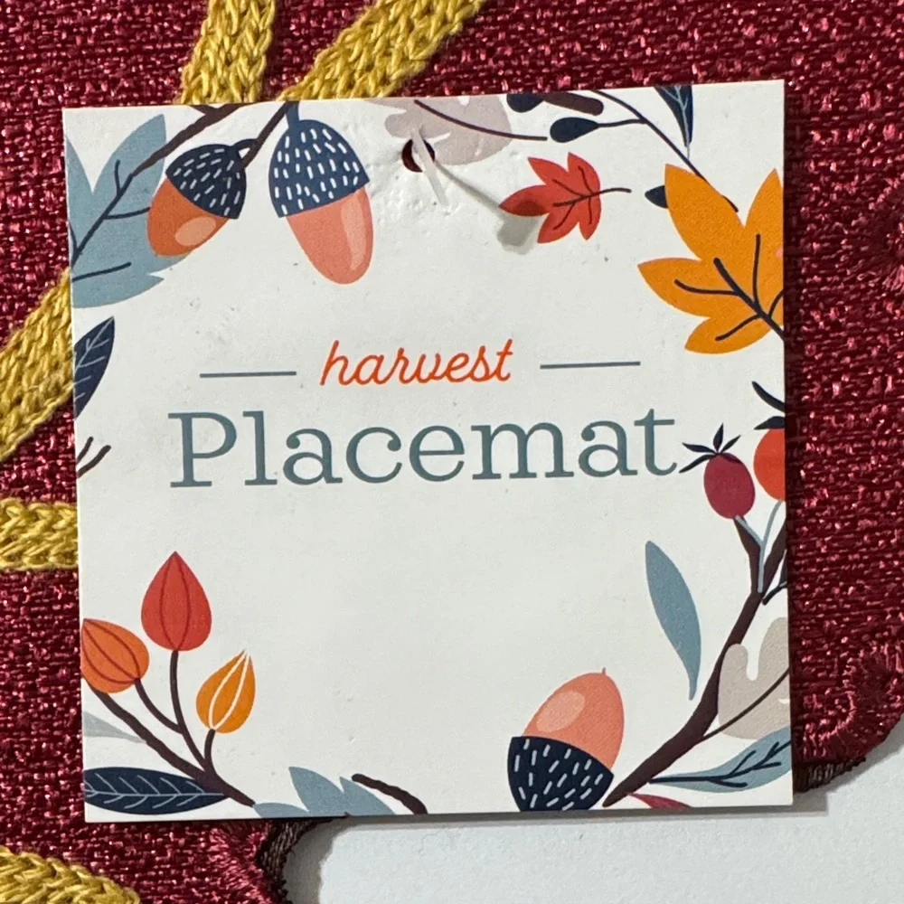 Fall Decorative Place Mat - Burgundy Maple Leaf with Gold Veins, Set of 6